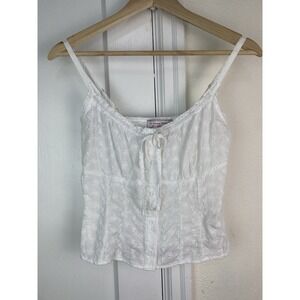 Cry Baby Hollywood Women's XS White Eyelet Delicate Button Up Crop Tank Top